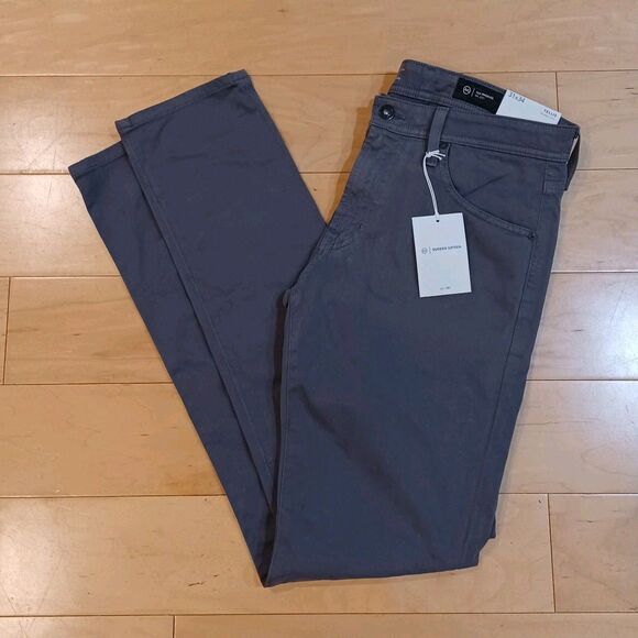 NWT AG Adriano Goldschmied The Tellis Modern Slim Suede Sateen Gray Pants 31x34